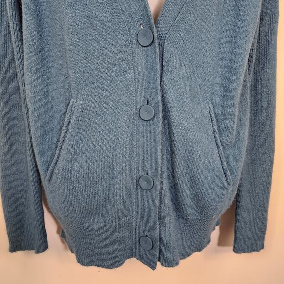 Ann Taylor LOFT Womens Cardigan Medium Teal Wool Rabbit Hair Blend Button V Neck - Picture 6 of 9